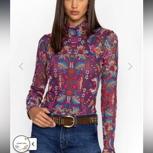 Johnny Was Jade Rebecca Mesh Mock Neck Top